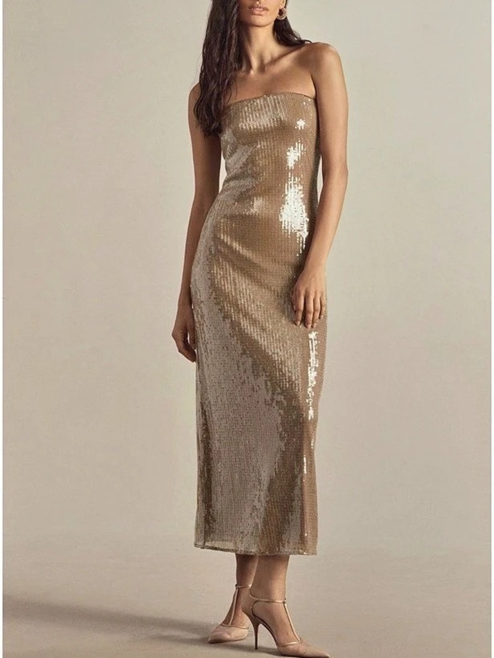 Hutch Strapless Sequin Column
Midi Dress